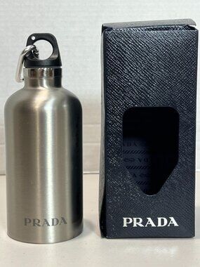 Authentic Prada 350ml 12oz Stainless Steel Insulated Water Bottle Logo With Box